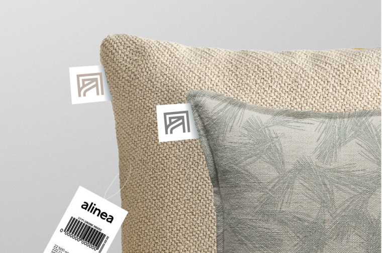 Alinéa法國(guó)家具裝飾公司商場(chǎng)標(biāo)識(shí)logo設(shè)計(jì)與vi形象設(shè)計(jì)-抱枕標(biāo)簽logo