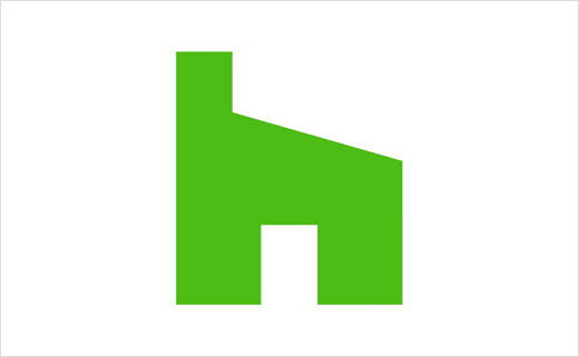 Houzz 世界室內空間設計平臺網站新logo設計欣賞-h字母+房子圖形