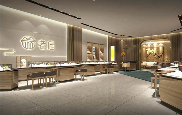 老廟黃金首飾新logo設(shè)計，外圓內(nèi)方的中式韻味logo設(shè)計