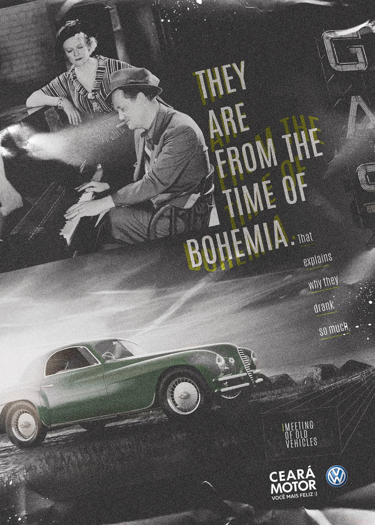 CearáMotor老汽車古董汽車展會創意平面廣告設計欣賞-波希米亞時代
