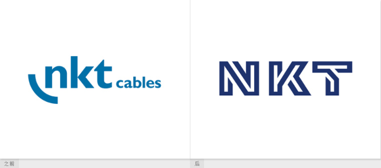 NKT 電線電纜企業標志設計，線條連接工業設計風格
