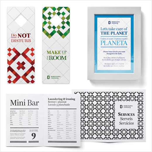 巴塞羅那世紀酒店logo設計品牌VI形象設計，幾何方形風格