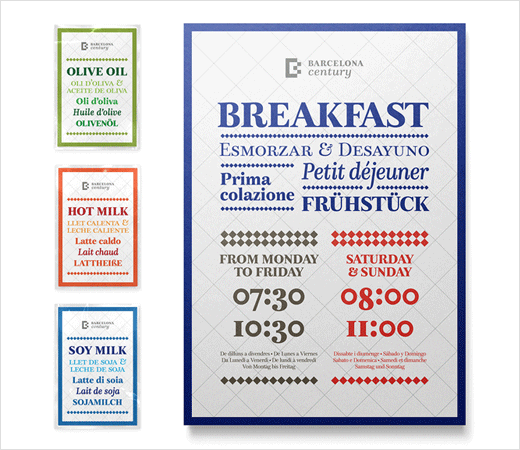 巴塞羅那世紀酒店logo設計品牌VI形象設計，幾何方形風格