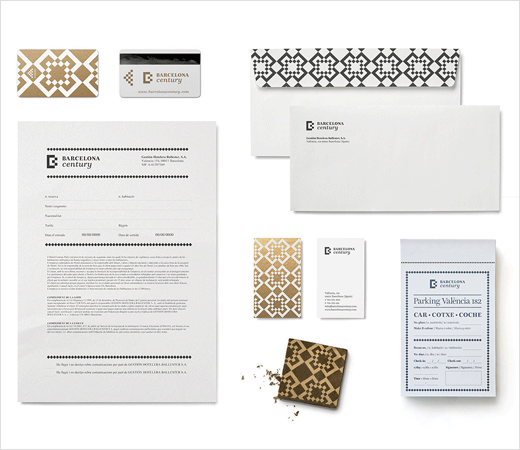 巴塞羅那世紀酒店logo設計品牌VI形象設計，幾何方形風格