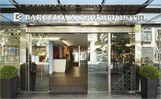 巴塞羅那世紀酒店logo設計品牌VI形象設計，幾何方形風格