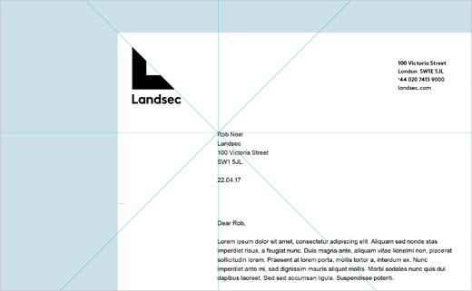 Landsec 商業地產公司企業形象設計與幾何L字母logo設計
