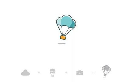 云朵+降落傘 + 公文包