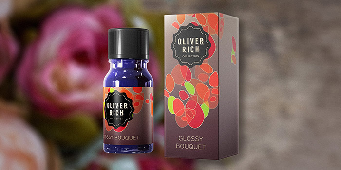 Oliver Rich 香薰精油油包裝設計，漂浮在空氣的抽象花瓣插畫設計