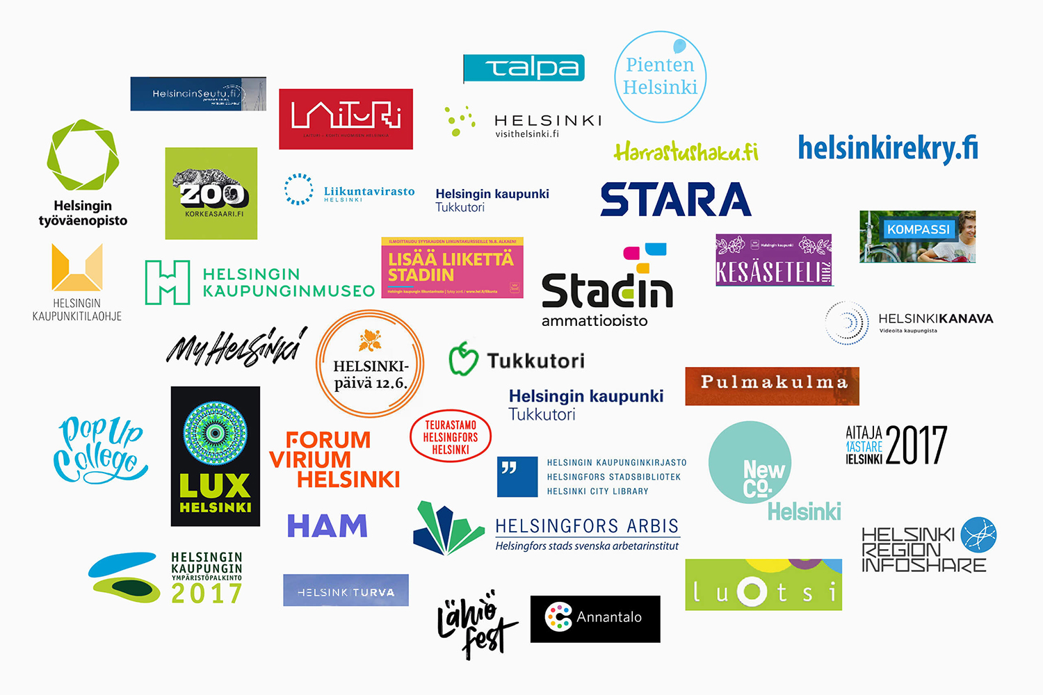 芬蘭赫爾辛基城市品牌VI形象設計logo設計，錦旗框logo+波浪圖形VI設計