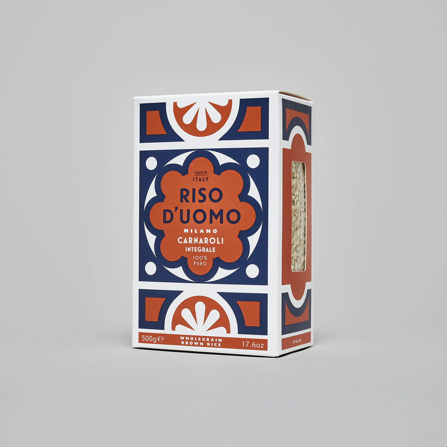 Riso D’uomo 大米包裝設計，華麗大理石地磚圖案靈感