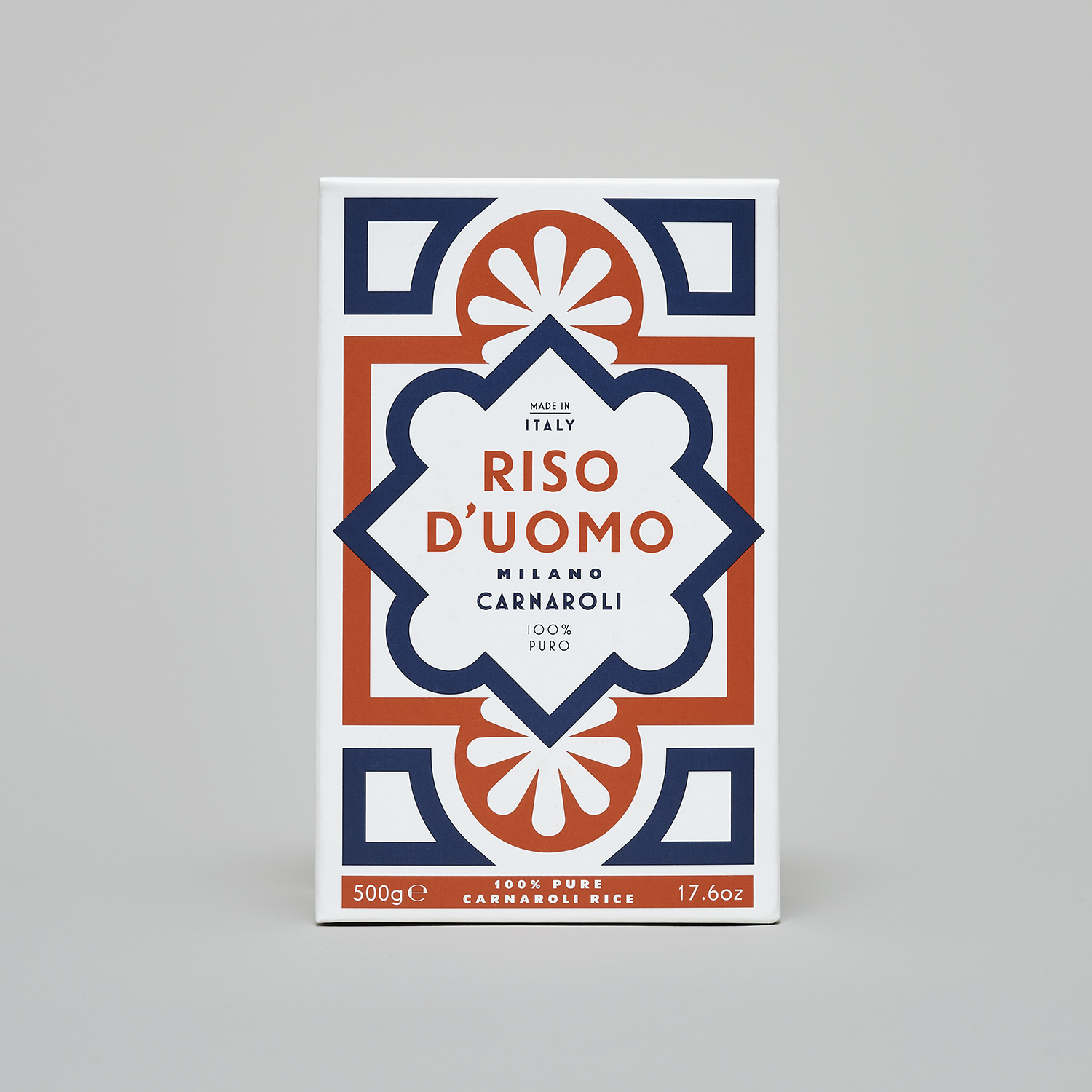 Riso D’uomo 大米包裝設計，華麗大理石地磚圖案靈感