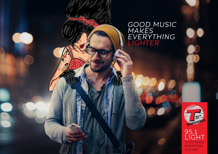 巴西Transamerica 電臺平面創意廣告設計“美好的音樂使一切變得輕松”