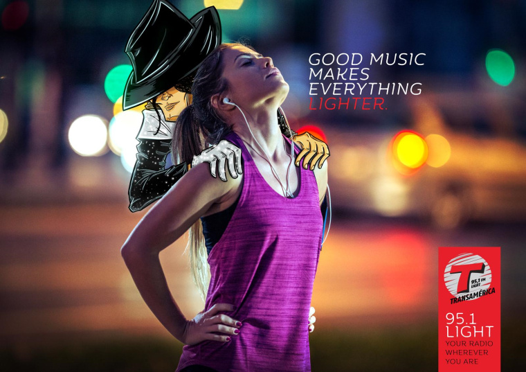 巴西Transamerica 電臺平面創意廣告設計“美好的音樂使一切變得輕松”