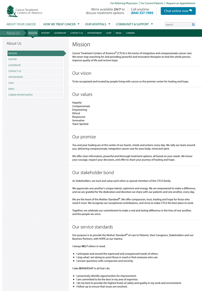 美國癌癥治療中心品牌承諾