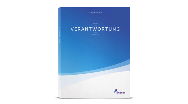 歐洲領(lǐng)先輸電運(yùn)營(yíng)商Amprion年度宣傳畫冊(cè)設(shè)計(jì)，藍(lán)粉漸變色營(yíng)造平靜的印象