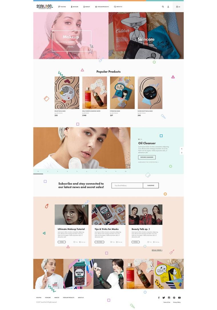 首爾酷幾何風格韓國護膚品公司網站設計