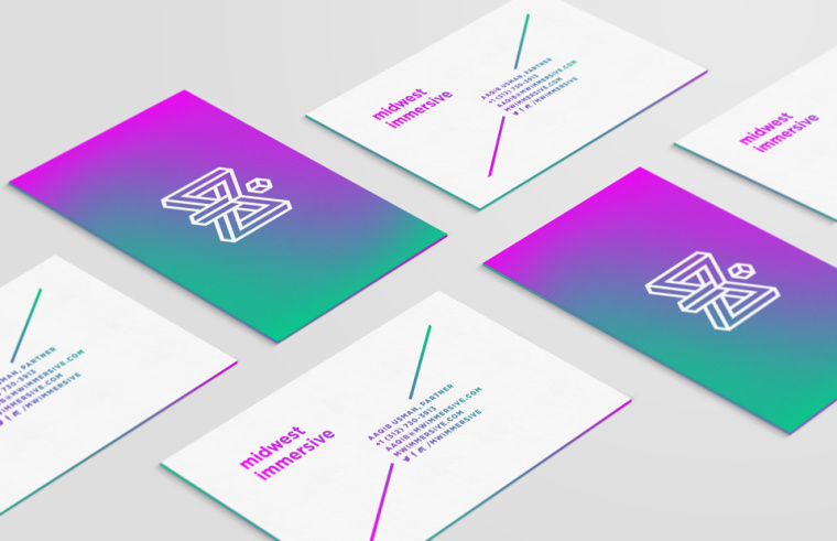 虛擬現(xiàn)實MWI極具未來感的品牌形象VI設(shè)計標(biāo)志設(shè)計，字母與圖形的多重創(chuàng)意組合