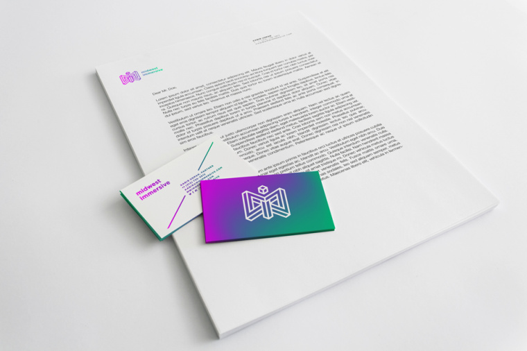 虛擬現(xiàn)實MWI極具未來感的品牌形象VI設(shè)計標(biāo)志設(shè)計，字母與圖形的多重創(chuàng)意組合