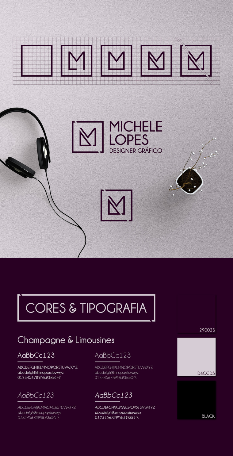 Michele Lopes個人品牌形象VI設(shè)計logo設(shè)計，極簡與現(xiàn)代主義融合的對角線切割創(chuàng)意