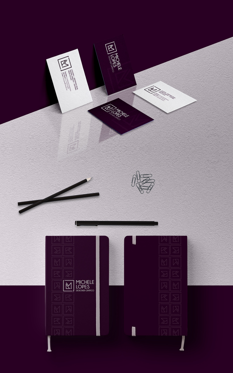 Michele Lopes個人品牌形象VI設(shè)計標志設(shè)計，極簡與現(xiàn)代主義融合的對角線切割創(chuàng)意