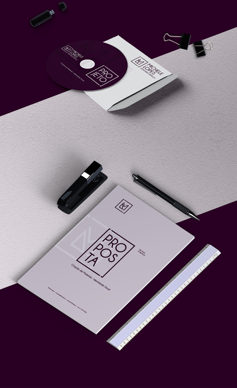 Michele Lopes個人品牌形象VI設(shè)計logo設(shè)計，極簡與現(xiàn)代主義融合的對角線切割創(chuàng)意