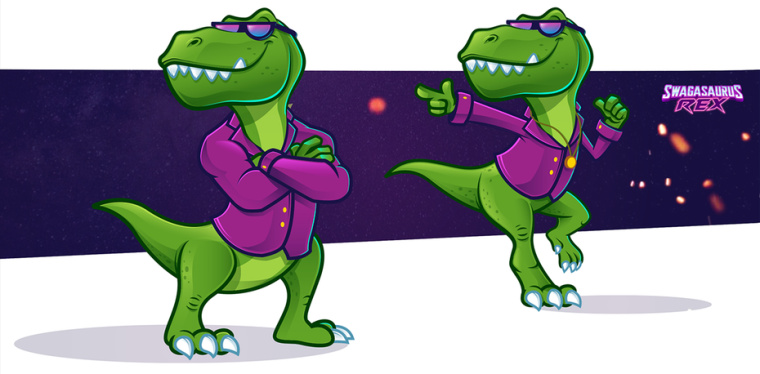 復(fù)古風(fēng)格恐龍吉祥物設(shè)計(jì)-Swagasaurus Rex品牌標(biāo)識(shí)標(biāo)志設(shè)計(jì)