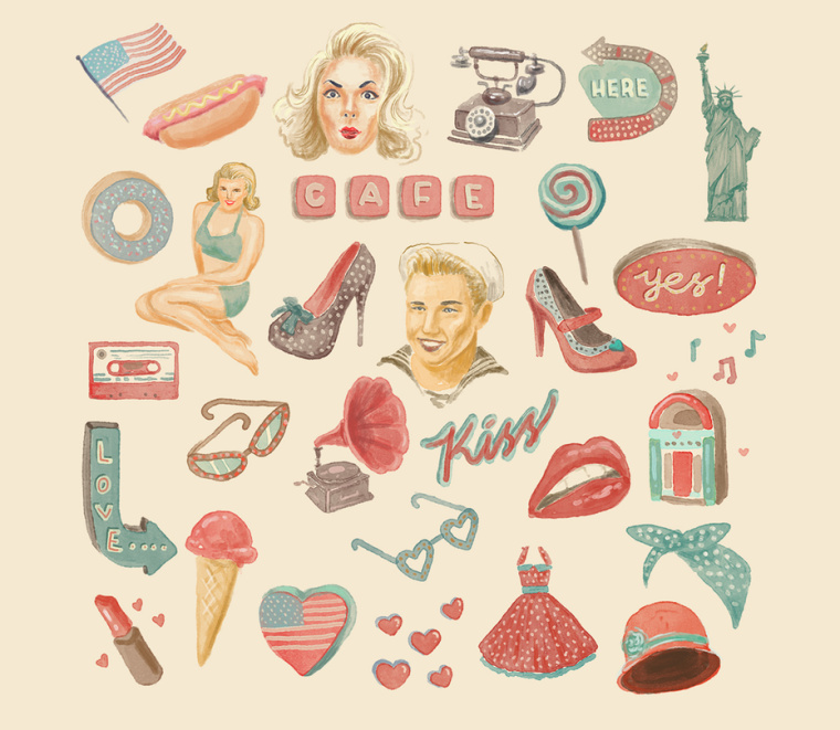 復(fù)古美國(guó)應(yīng)用程序貼紙標(biāo)志設(shè)計(jì)