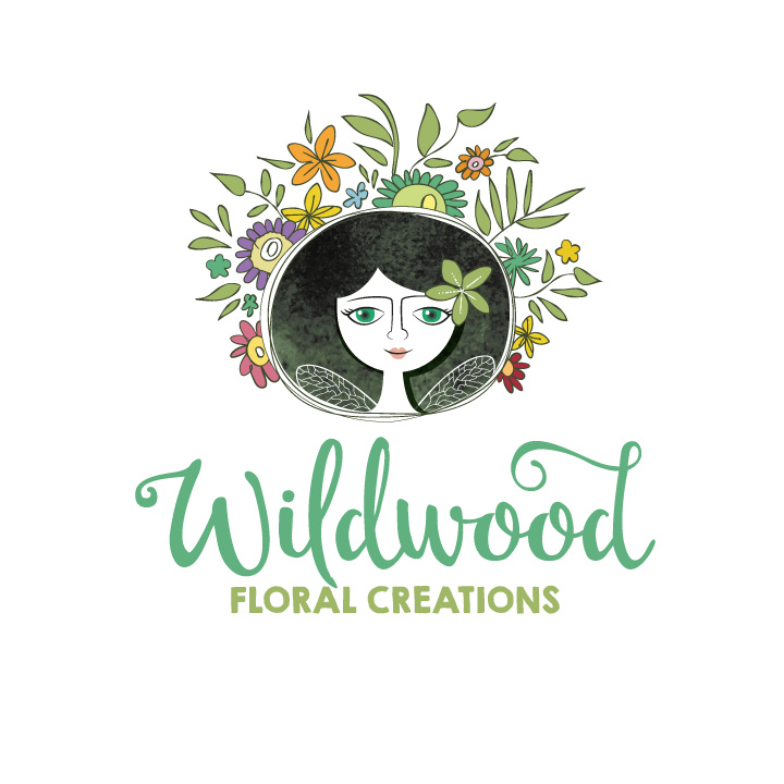 自然色彩方案標志設計：花朵美女標志設計