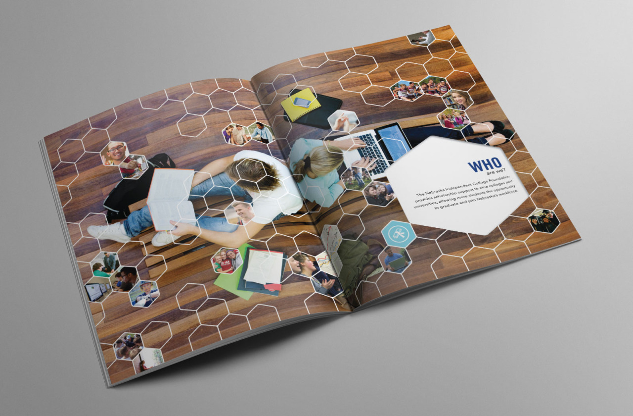 獨立學院基金會NICF宣傳畫冊設計，“蜂窩圖形”帶來的美與節奏感