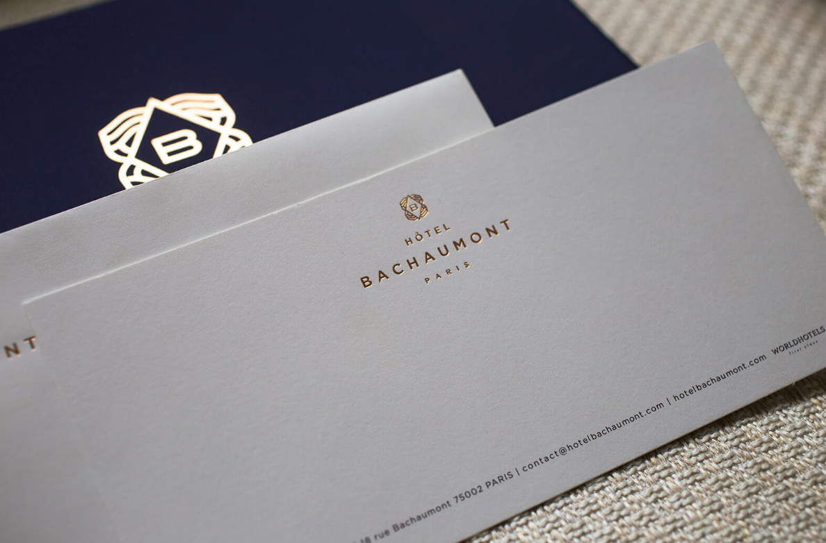 BACHAUMONT巴黎酒店品牌VI設計與logo設計，尊貴奢華的巴黎藝術風格