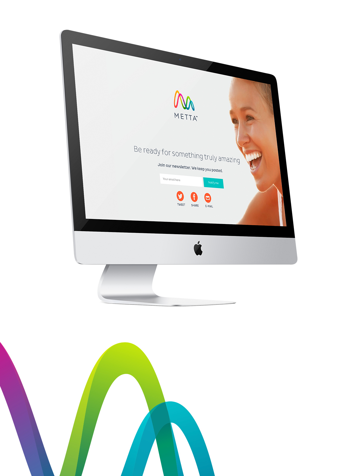 Metta科技公司品牌標志設計，變形字母M，實現和諧的正弦曲線循環