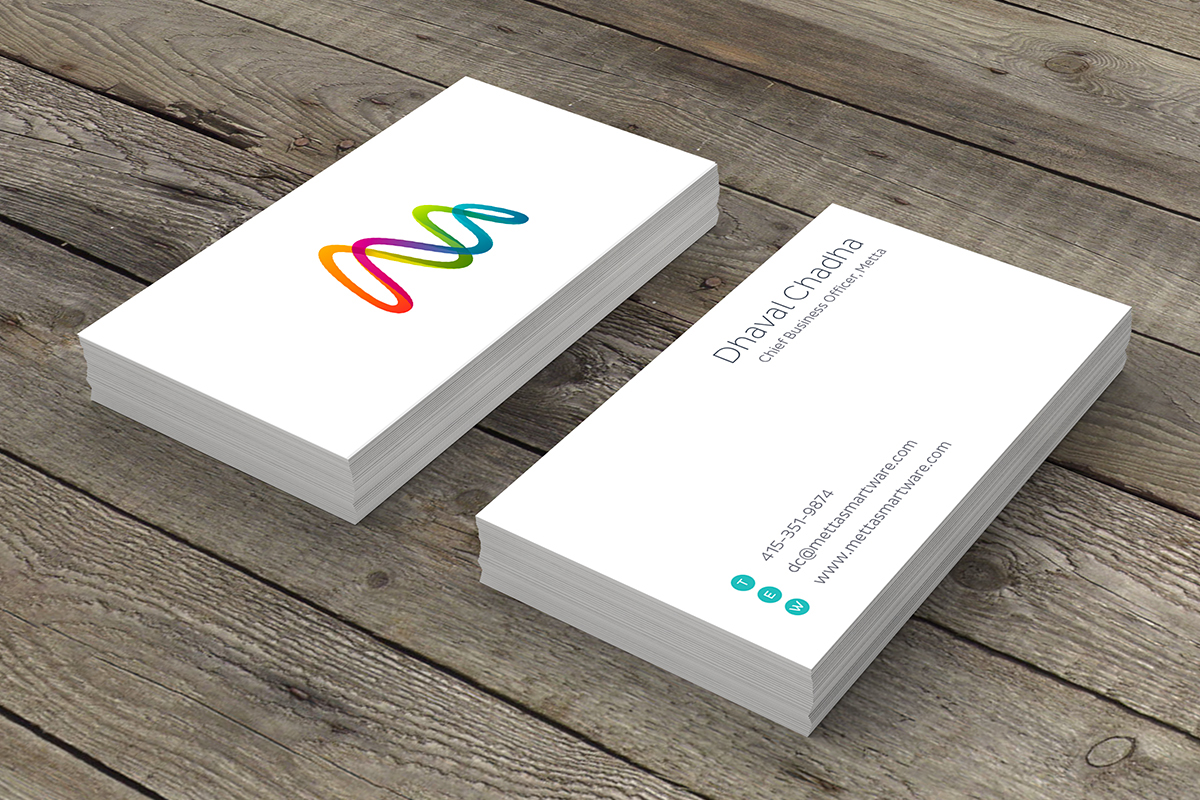 Metta科技公司品牌標志設計，變形字母M，實現和諧的正弦曲線循環