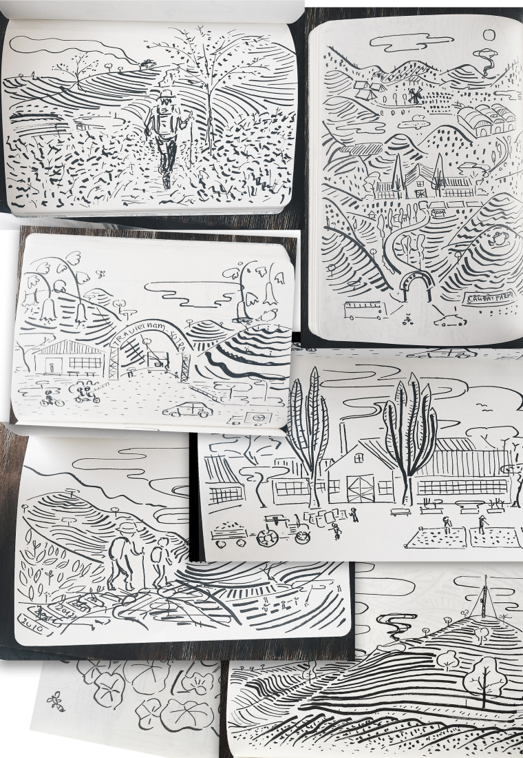 Cau Dat 農場咖啡茶葉包裝設計-手繪插畫設計