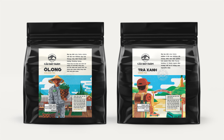 Cau Dat農場插畫式包裝設計，采用環繞設計將全景感受融入其中