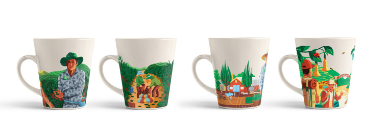 Cau Dat農場插畫式包裝設計，采用環繞設計將全景感受融入其中