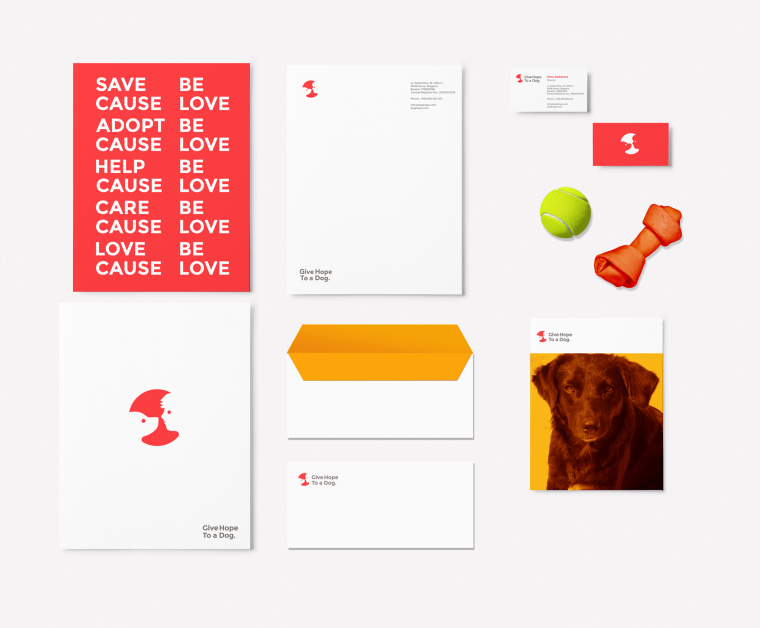 公益機構Give Hope to a Dog品牌形象VI設計logo設計-孩子與狗的負空間設計