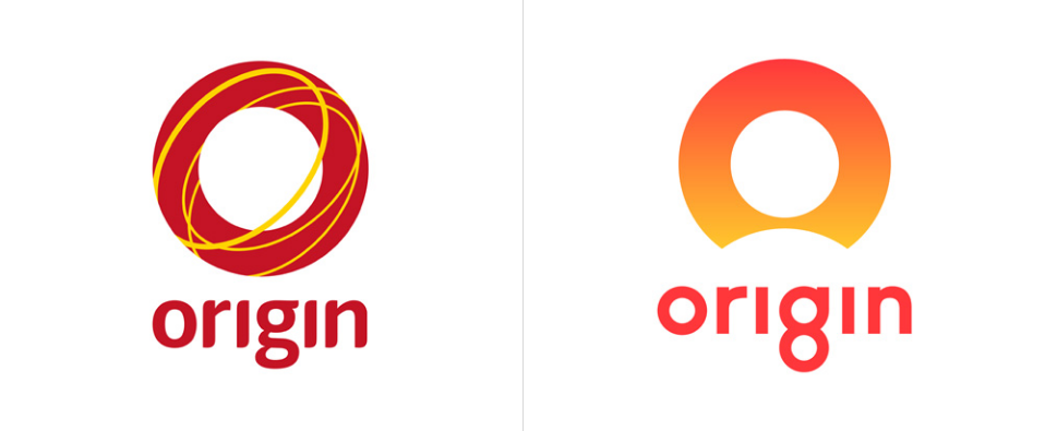 澳大利亞綜合能源公司Origin品牌標志設計，圓形字母O的創新切割-新舊標志對比