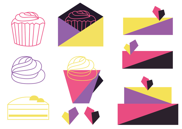 Postbox 手工甜品店品牌視覺形象VI設計“時尚色塊”元素