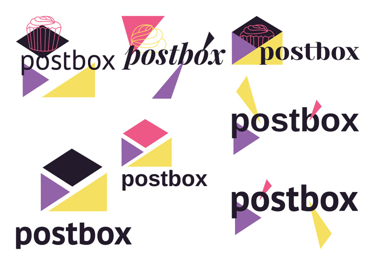 Postbox 手工甜品店品牌視覺形象VI設計“時尚色塊”元素