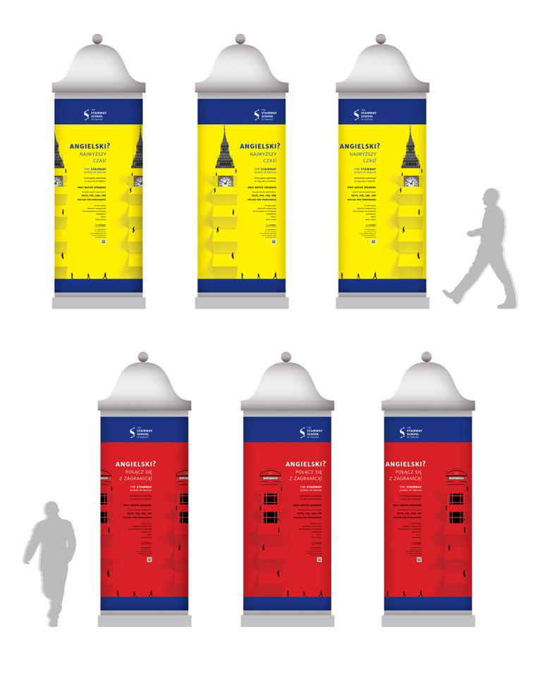 Stairway學校階梯狀標志設計，取自英國國旗的三角元素