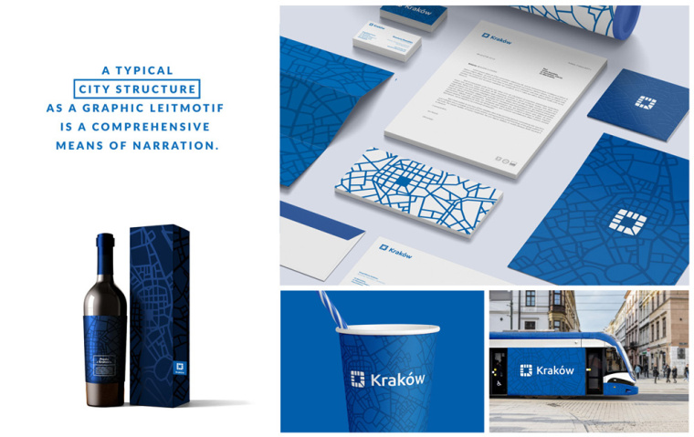 Kraków城市新品牌形象VI設(shè)計(jì)logo設(shè)計(jì)，從城市地圖中抽取的形狀