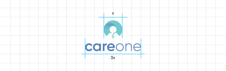 CareOne醫(yī)療機構品牌形象VI設計logo設計，藝術感醫(yī)生元素鑲嵌于旋轉字母C