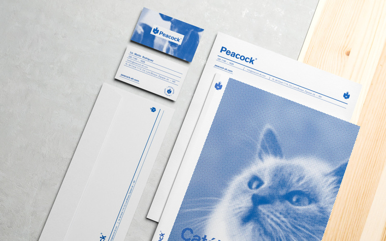 Peacock獸醫藥物品牌形象VI設計logo設計，孔雀的矢量化圖案