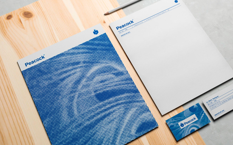 Peacock獸醫藥物品牌形象VI設計logo設計，孔雀的矢量化圖案