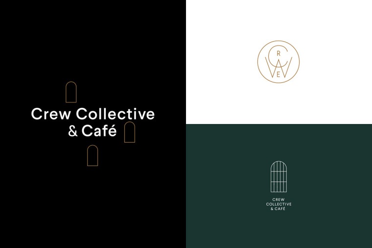 Crew Collective＆cafe品牌形象VI設計logo設計，現代美學與傳統設計元素相結合