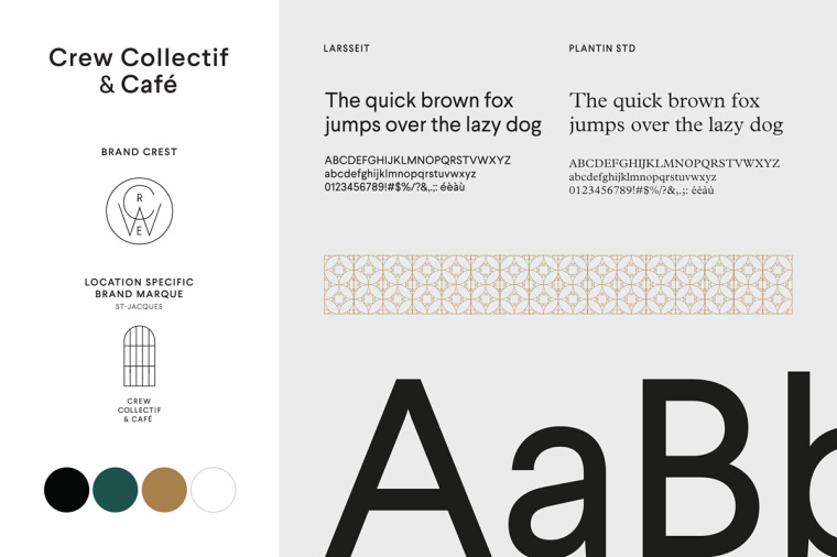 Crew Collective＆cafe品牌形象VI設計logo設計，現代美學與傳統設計元素相結合