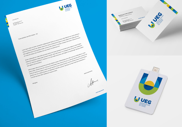 UEG戈亞斯州州立大學學校VI設(shè)計視覺識別形象設(shè)計-幾何字母u+圓形矩形設(shè)計