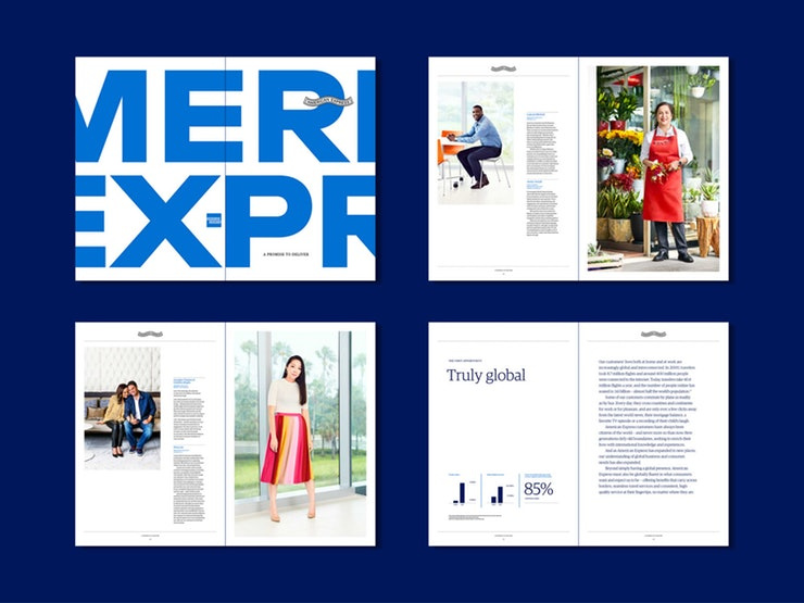 美國運通品牌形象VI設計logo設計，靈活運用白色空間打造簡潔風