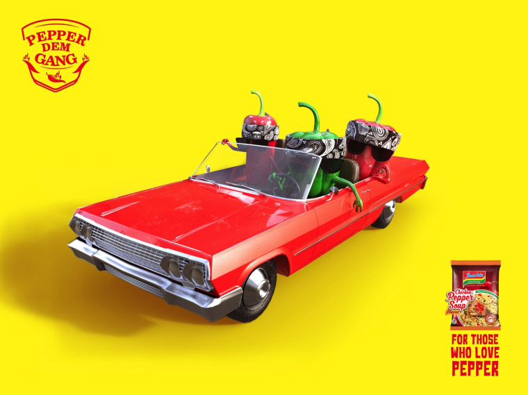 Indomie方便面擬人化平面創意廣告設計“對于那些喜歡辣椒的人”