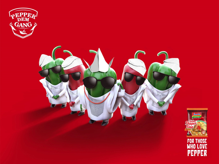 Indomie方便面擬人化平面創意廣告設計“對于那些喜歡辣椒的人”